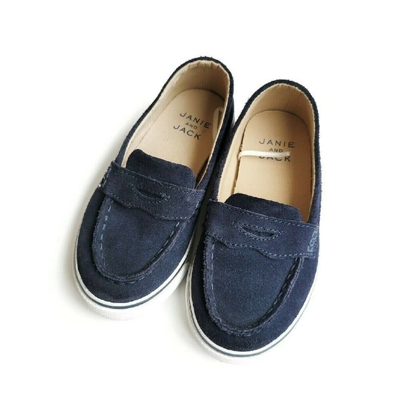 Janie & Jack 9 Leather Suede Driving Loafers Blue - Picture 1 of 8